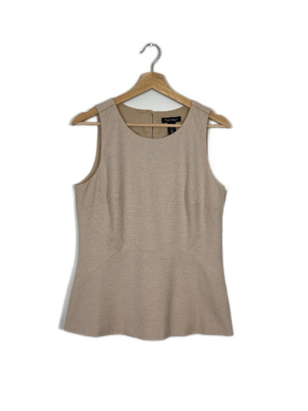 WHBM Peplum Top Size 10 Tan Business Casual Tailored Career Office Classic Fall